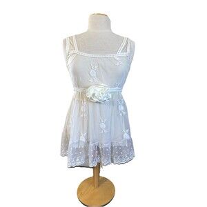 Willi Smith Nightie Babydoll Dress Top Medium Chiffon Lined Lace Crochet Boho